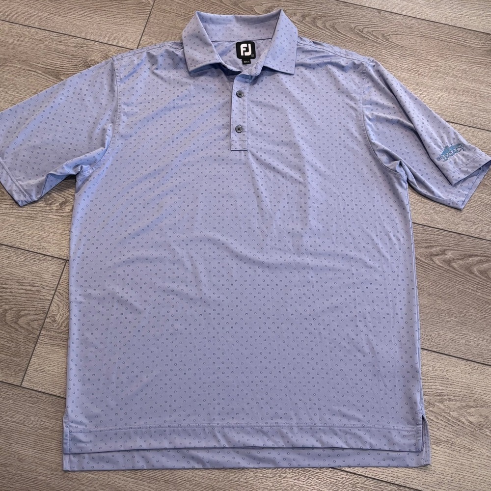 FootJoy Golf Polo Mens Large Purple All Over Print Pattern Performance Preppy